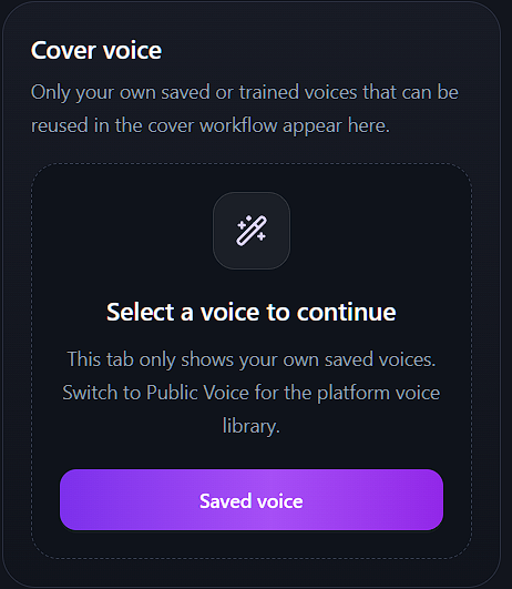 Gerador de cover de música com IA – Passo 2: Escolha modelos de voz públicos ou treine um clone de voz personalizado