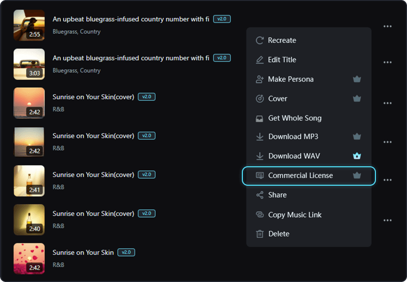 commercial license step 1
