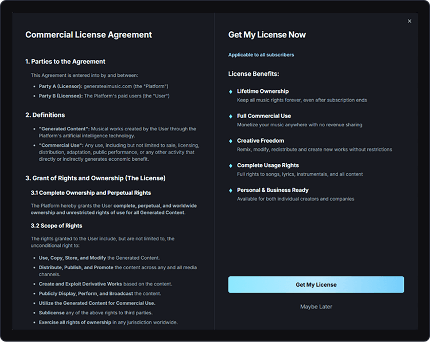 commercial license step 2